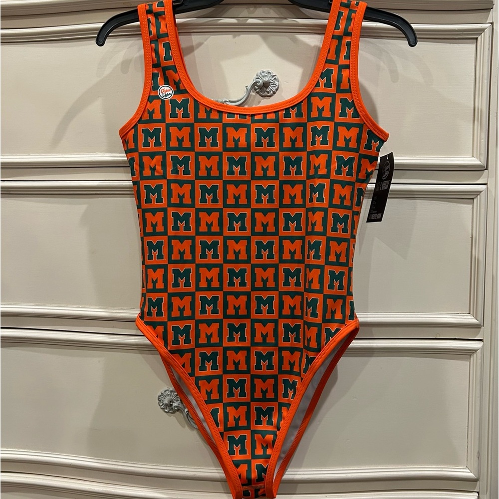DymeLyfe Miami Hurricanes Green Logo Block Swimsuit